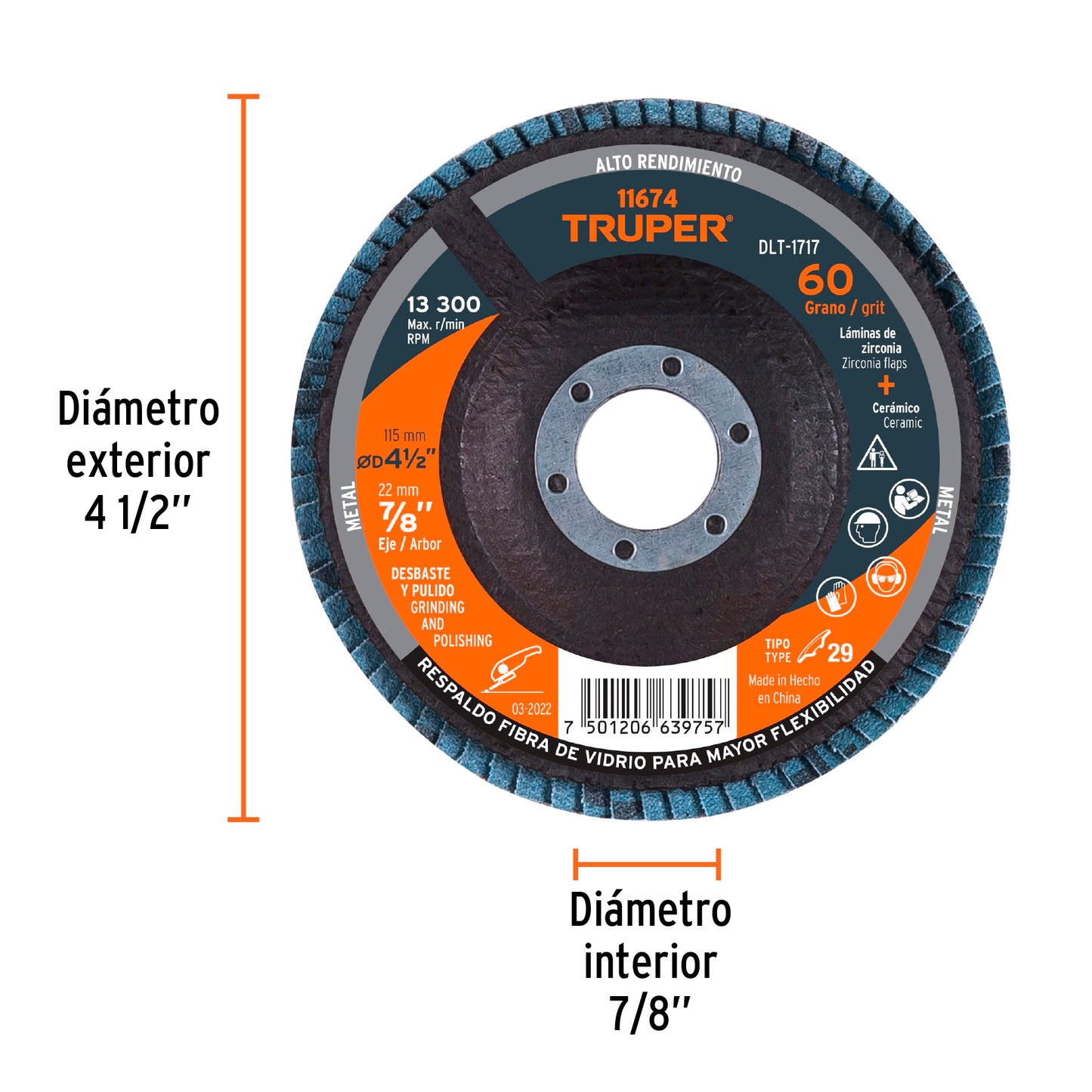 Disco Laminado 4 1/2″ G-60 DLT-1717 para Rebabeo y Limpieza