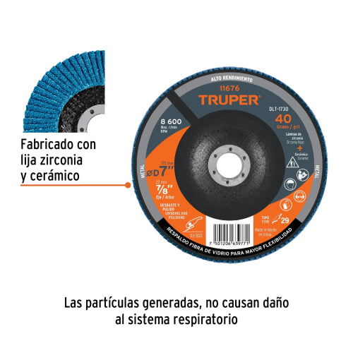 Lija Zirconia para Rebabeo y Acabado Semi Pulido - 7"