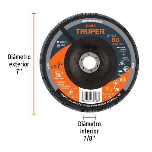 Disco Laminado 7" G-80 DLT-1732 para Rebabeo y Limpieza