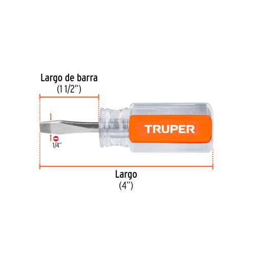 Desarmador Punta Plana DR-1/4X1 1/2 - Acero Cromo Vanadio