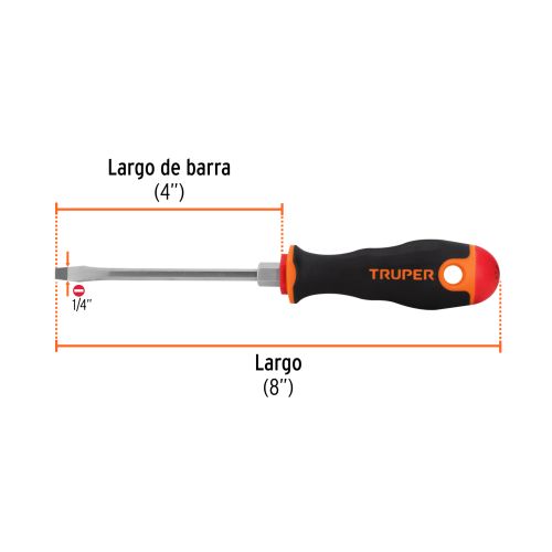 Desarmador Plano DR-1/4X4B - Puntas Magnetizadas y Mango Comfort