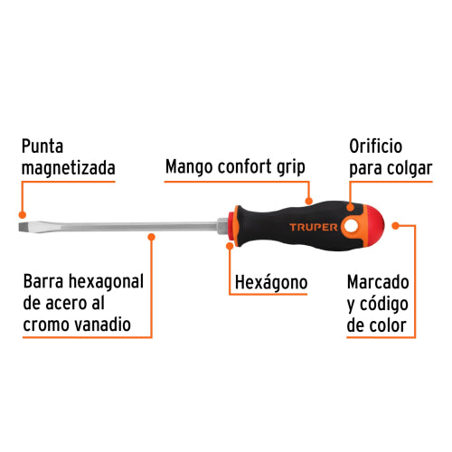 Desarmador Plano DR-1/4X6B - Herramienta Profesional Duradera