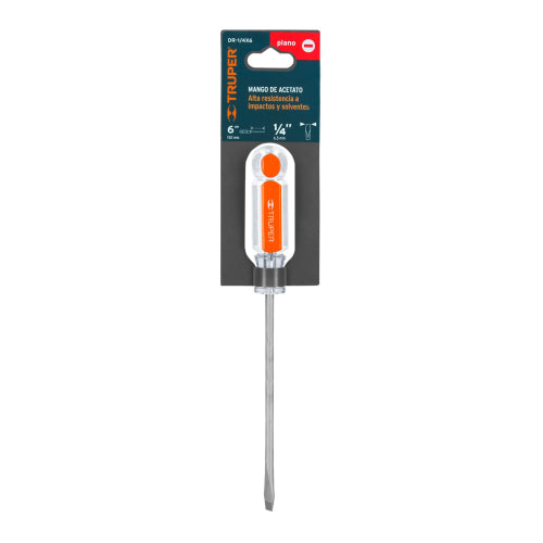 Desarmador Plano DR-1/4X6: Punta Magnetizada y Durabilidad