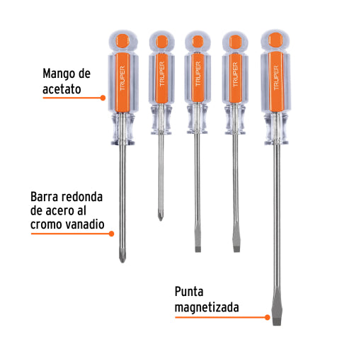 Juego de 5 Desarmadores DTJ-5 | Herramientas Profesionales Duraderas
