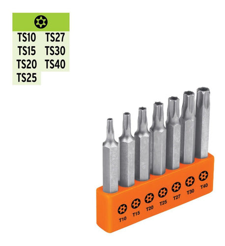 Juego De 7 Puntas Torx Con Seguro P7-20ts