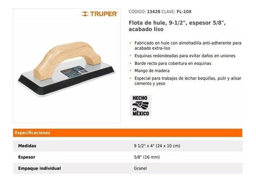 Flota De Hule, 9-1/2 , Espesor 5/8 , Acabado Liso Truper