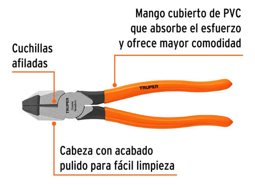 Pinza Profesional Electricista 9'', Mango Vinil Truper 17305
