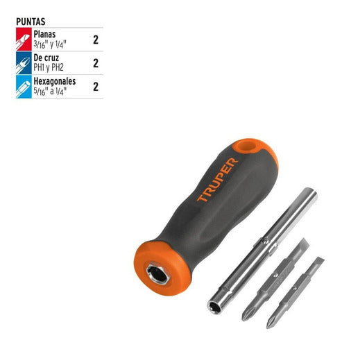 Desarmador 2 Puntas Dobles Y Barra Con 2 Cajas Hexagonales