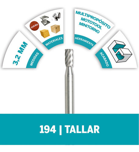 Fresa Recta 1/8 Dremel 194 Tallar/grabar