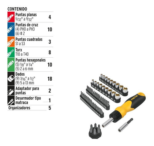 Juego De Puntas Y Dados Con Desarmador Tipo Matraca Auto-61