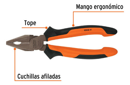 Pinza Electricista 8'' Comfort Grip Truper Expert 17330