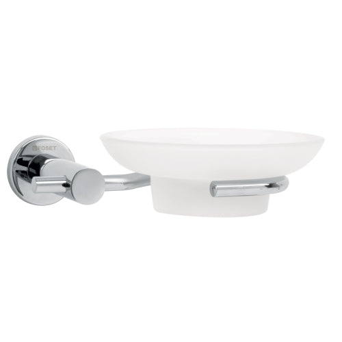 Jabonera Cromo con Plato de Vidrio Elegante - Foset