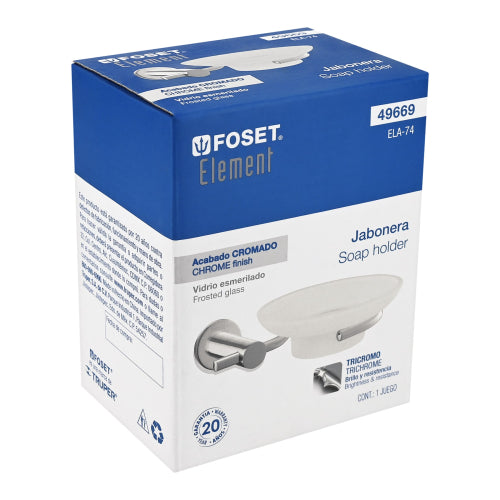 Jabonera Cromo con Plato de Vidrio Elegante - Foset