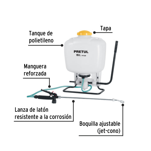 Fumigador de Mochila 15L FM-15P - Alta Capacidad y Durabilidad