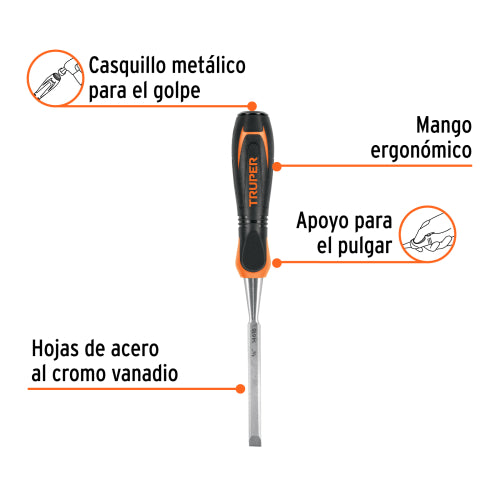 Formon 3/8" FT-3/8 | Acero Cromo Vanadio + Mango Comfort Grip
