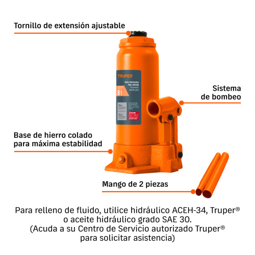 Tornillo Extensor GAT-8: Eleva hasta 470 mm y 8 Toneladas