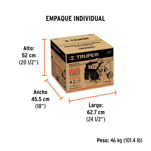 Generador Truper 2.5kW Portátil - Eficiente y Duradero