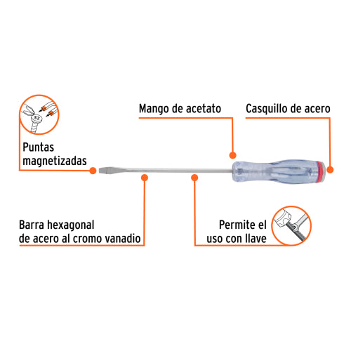 Desarmador Plano Golpe GO-1/4X6P - Herramienta Profesional