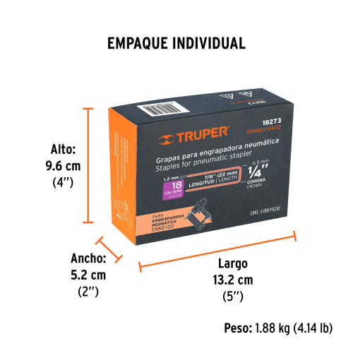 Grapa Neumática ENEU-1/4-22 - Medida 7/8" - Caja 5000 Piezas