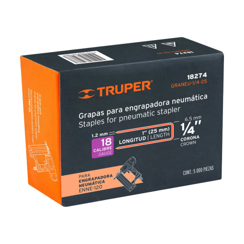 Grapa Neumática ENEU-1/4-25 - Caja 5000 pzas | Alta Durabilidad