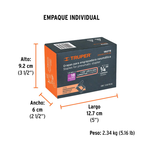 Grapa Neumática ENEU-1/4-28 | Medida 1 1/8" - Caja 5000 pzas.