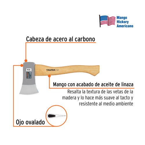 Hacha Cazadora HC-1-1/4: Acero Doble Tratamiento Térmico