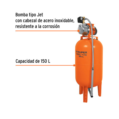Bomba Hidroneumática 1.5HP 150L - Alta Presión y Durabilidad