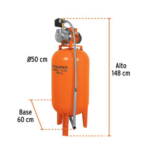 Bomba Hidroneumática 1.5HP 150L - Alta Presión y Durabilidad