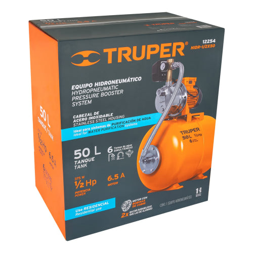 Bomba Hidroneumática 1/2HP, 50LTS - Alta Eficiencia