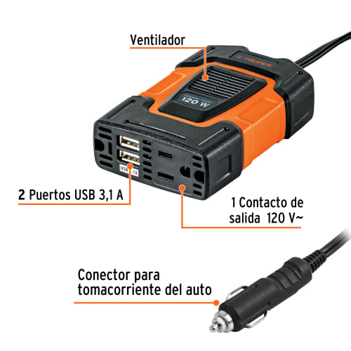 Adaptador de 12V a 120V USB y Cuello Ajustable