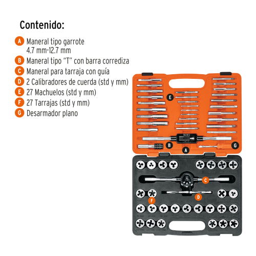 Juego de Machuelos y Tarrajas 60 Piezas - Herramientas Profesionales