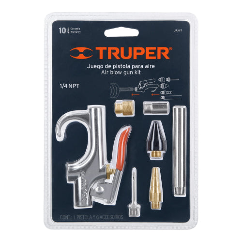 Kit Pistola Sopleteadora JAN-7: 2 Boquillas, 4 Accesorios y Diseño Compacto