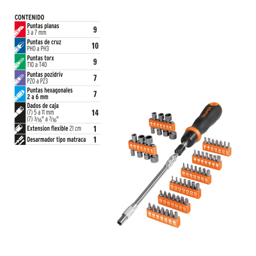 Juego de Puntas y Dados Profesional - 18 lb-ft Torque