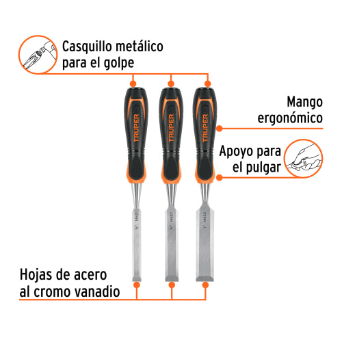 Juego de 3 Formones Truper - Herramientas Profesionales