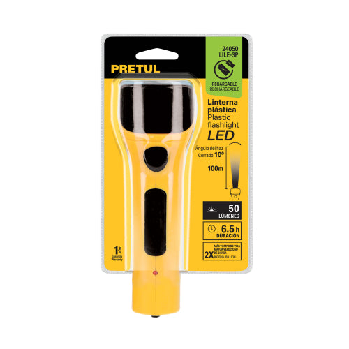 Linterna Recargable 3 LEDs Pretul - ABS Resistente