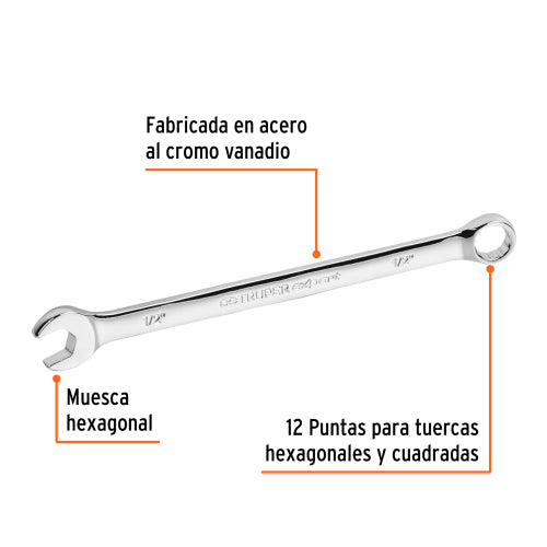Llave Combinada Extralarga 1/2" LL-1216 | Durabilidad Superior