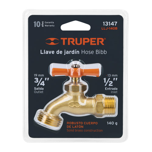 Llave de Jardín Robusta con Cuerpo de Latón 1/2”