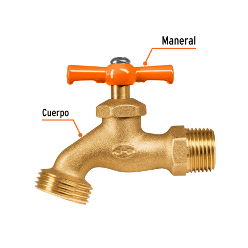Llave de Jardín Robusta con Cuerpo de Latón 1/2”