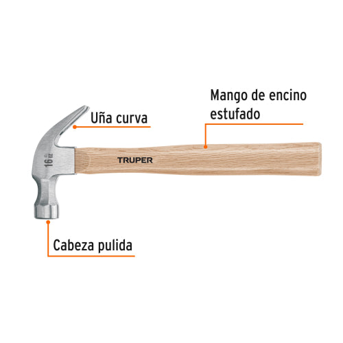 Martillo Pulido Uña Curva MA-16 - Alta Durabilidad y Precisión