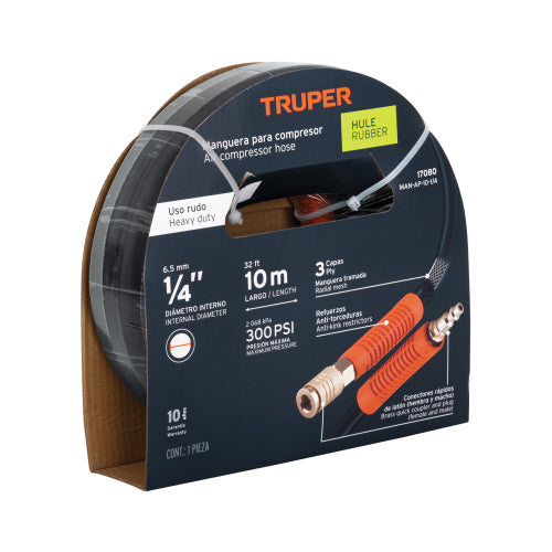 Manguera de Hule para Compresor 1/4" - Alta Presión 10mts