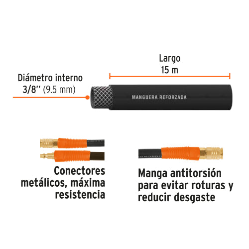 Manguera de Hule 3/8" para Compresor - Alta Presión