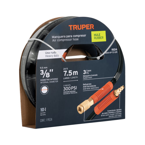 Manguera Neumática de 7.5mts 3/8" - Alta Presión 300 PSI
