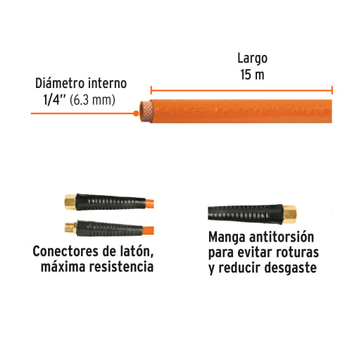 Manguera PVC 1/4" para Compresor - Alta Durabilidad 15m