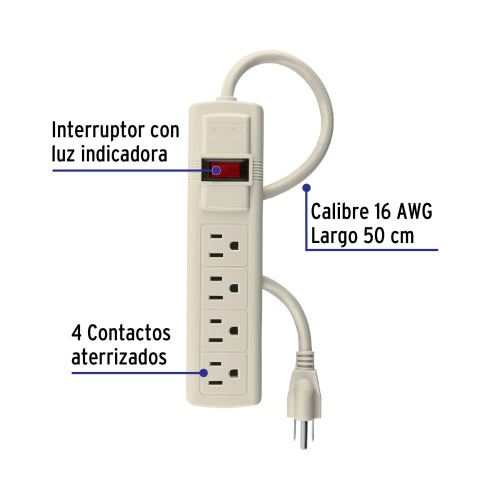 Multicontacto 4 Entradas Voltech - Calidad y Seguridad