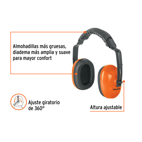 Auriculares Reducción Ruido 18 dB, Diadema Ajustable