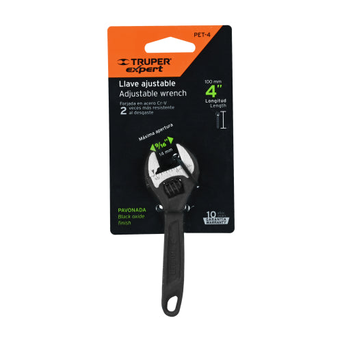 Llave Ajustable 4" Ergonómica en Acero Cromo Vanadio - 9/16"