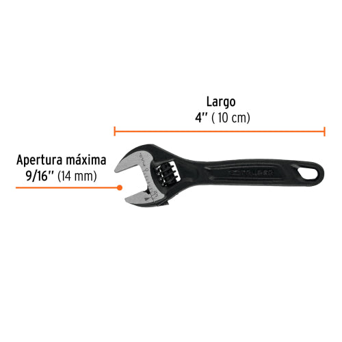 Llave Ajustable 4" Ergonómica en Acero Cromo Vanadio - 9/16"
