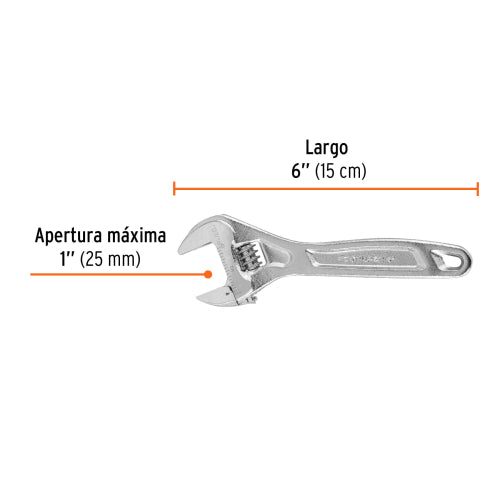 Llave Ajustable 6" Cromo Vanadio - Alta Durabilidad