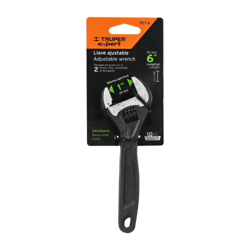 Llave Ajustable 6" Pavonada - Acero Cromo Vanadio