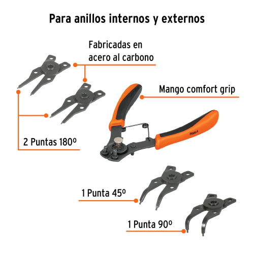 Pinza para Anillos de Retención PIAN-4 | Cabezas Intercambiables